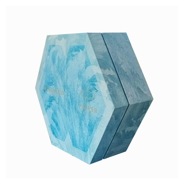 Blue Hexagonal Mug and Pen Gift Box with Fitted Insert