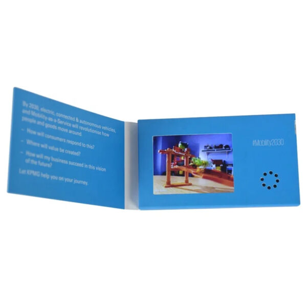 Blue Mobility Video Brochure with LCD and Speaker Grille