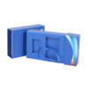 Blue Sliding Gift Box with Dual Recesses and Ribbon Pulls