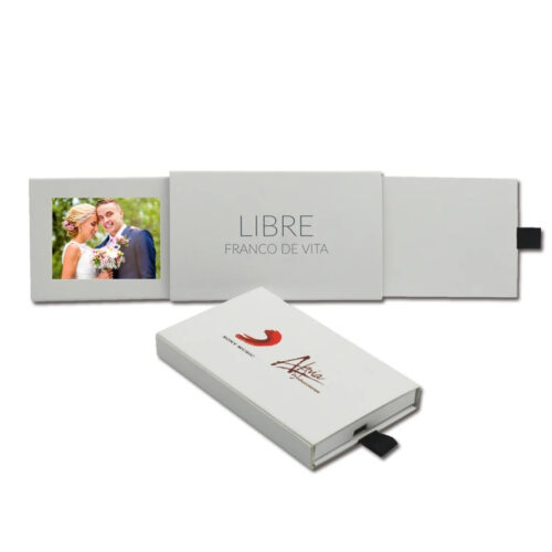 Dual Sliding LCD Video Brochure with Ribbon Pull Tab Dual Sliding LCD Video Brochure with Ribbon Pull Tab