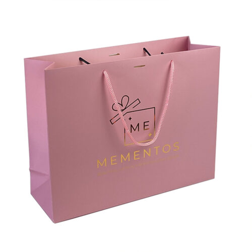 Dusty Pink Paper Gift Bag with Gold Foil and Rope Handles Dusty Pink Paper Gift Bag with Gold Foil and Rope Handles