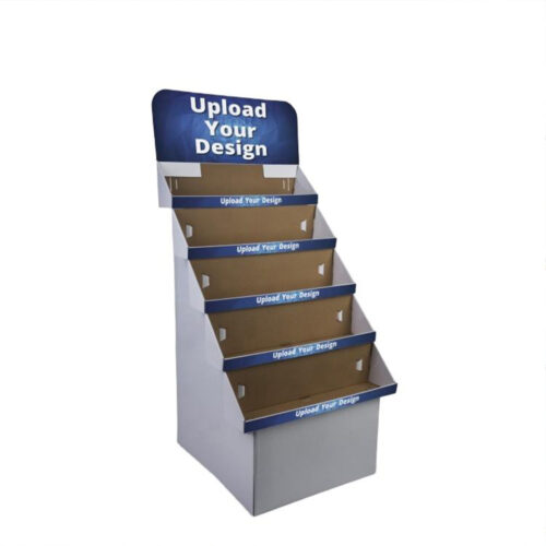 Five-Tier Corrugated Coffee Floor Display with Header