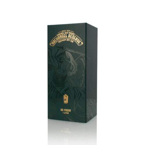 Forest Green Gin Bottle Presentation Box with Gold Print Forest Green Gin Bottle Presentation Box with Gold Print