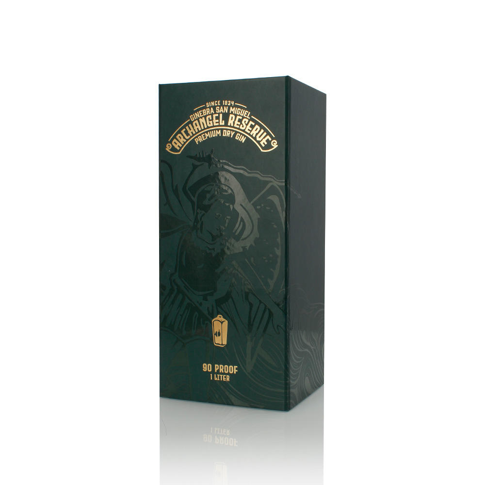 Presentatiedoos voor Forest Green Gin-fles met gouden opdruk