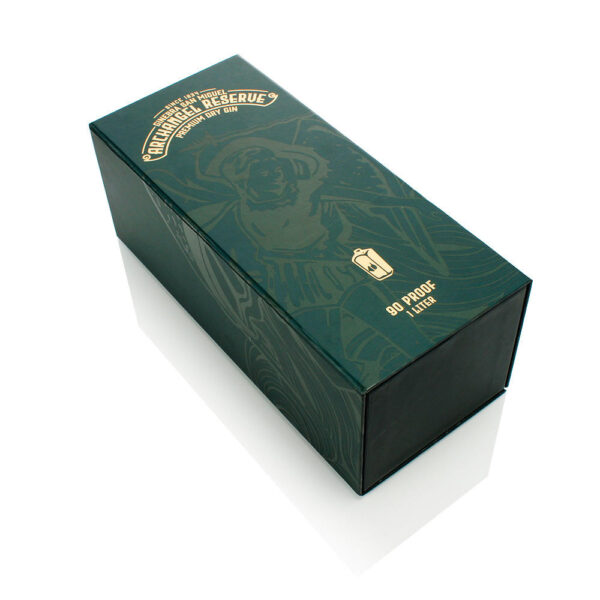 Forest Green Gin Bottle Presentation Box with Gold Print