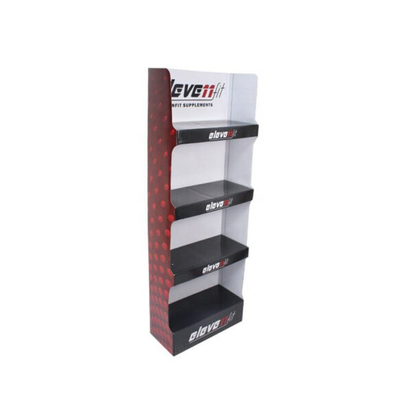 Four-Tier Corrugated Supplement Display with Printed Header