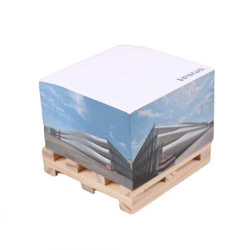Full-Color Printed Note Cube with Mini Wooden Pallet