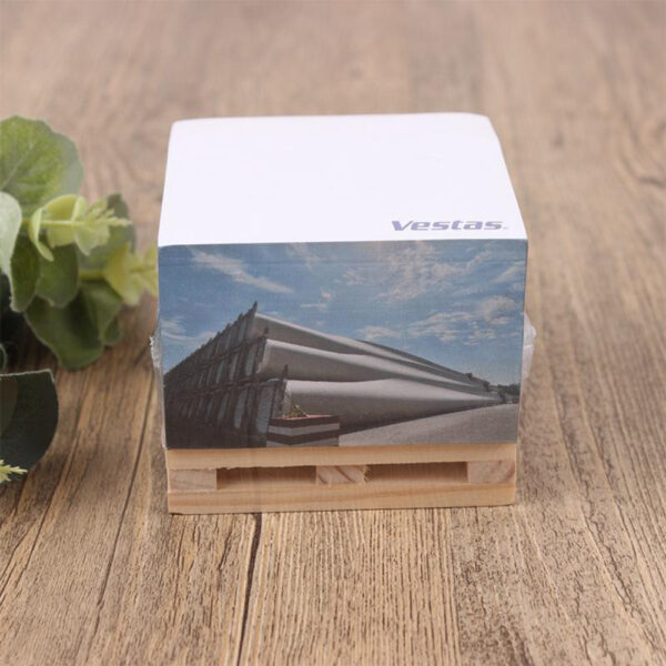 Full-Color Printed Note Cube with Mini Wooden Pallet