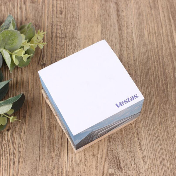Full-Color Printed Note Cube with Mini Wooden Pallet
