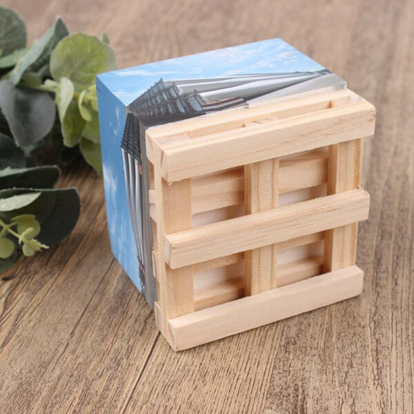 Full-Color Printed Note Cube with Mini Wooden Pallet