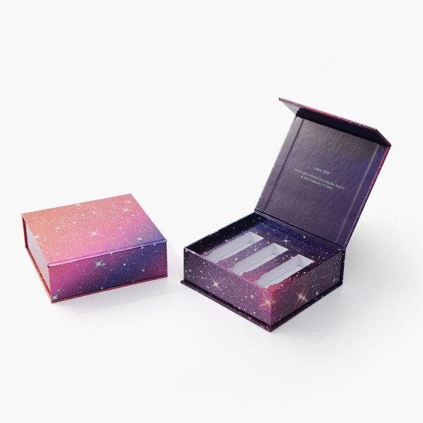 3つのスロット付きインサート付き「Galaxy Print」リジッドCBDオイルボックス