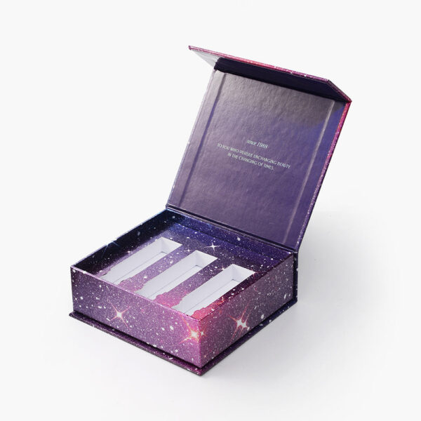 3つのスロット付きインサート付き「Galaxy Print」リジッドCBDオイルボックス