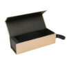 Gold Folding Wine Gift Box with Black Ribbon Handle