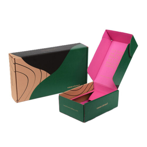 Green and Pink Corrugated Coffee Mailer Box with Insert Green and Pink Corrugated Coffee Mailer Box with Insert