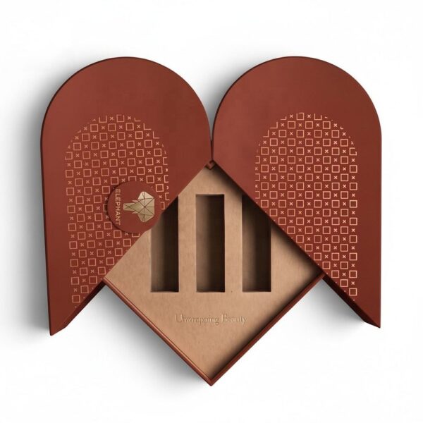 Heart-Shaped Double-Door Cosmetic Box with Three-Slot Insert
