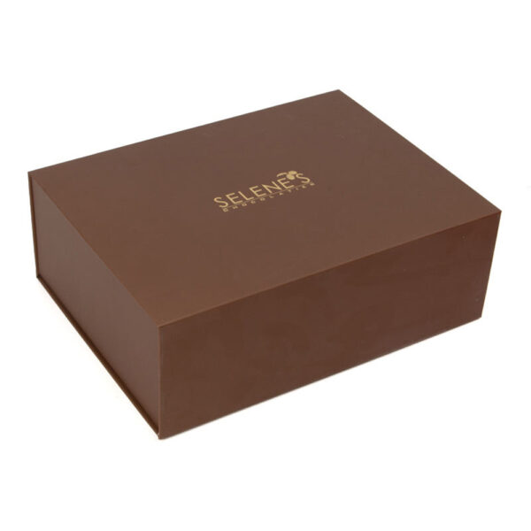 Hinged Chocolate Gift Box with Cocoa Pod Printed Lining