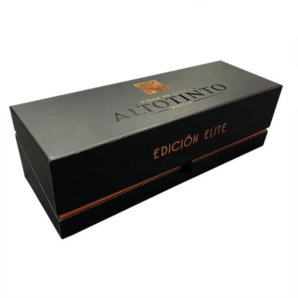 Hinged Rigid Wine Gift Box with Foam Insert and Foil Logo