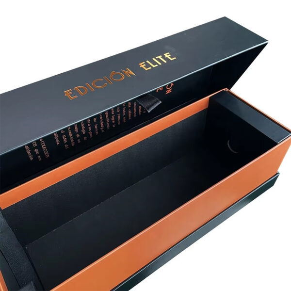 Hinged Rigid Wine Gift Box with Foam Insert and Foil Logo