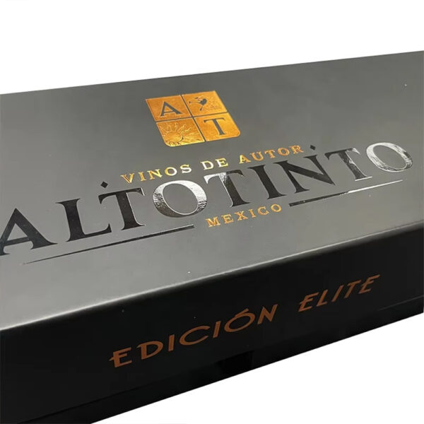 Hinged Rigid Wine Gift Box with Foam Insert and Foil Logo