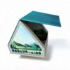 House-Shaped Rigid Gift Box with Hinged Teal Roof Lid