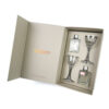 Caja de regalo magnética para cristalería en color marfil con inserto de cuatro compartimentos