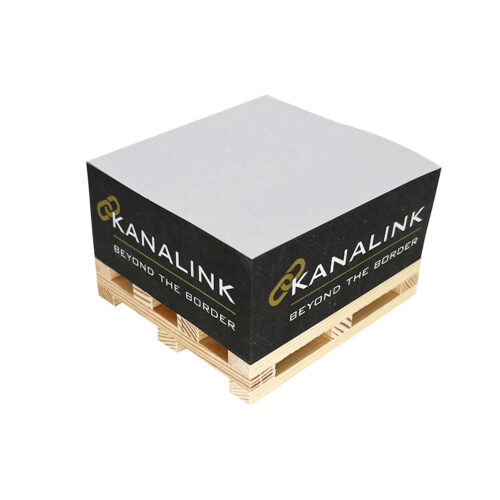 Logo Printed Memo Cube with Mini Wooden Pallet Base Logo Printed Memo Cube with Mini Wooden Pallet Base