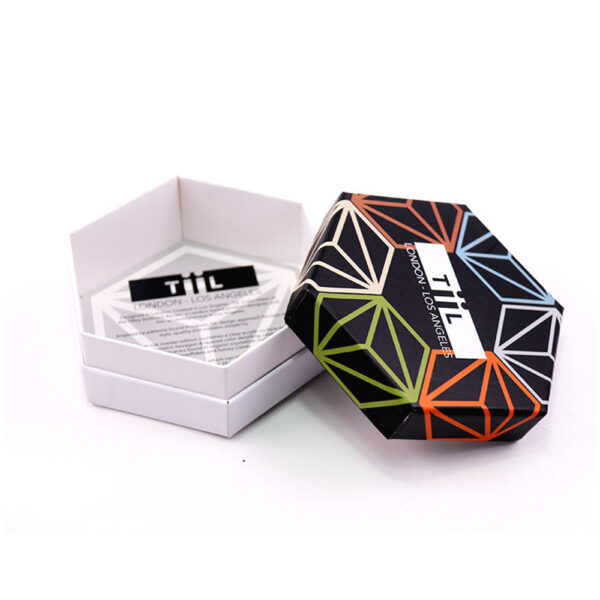 Multicolor Geometric Hexagon Rigid Box with Lift-Off Lid