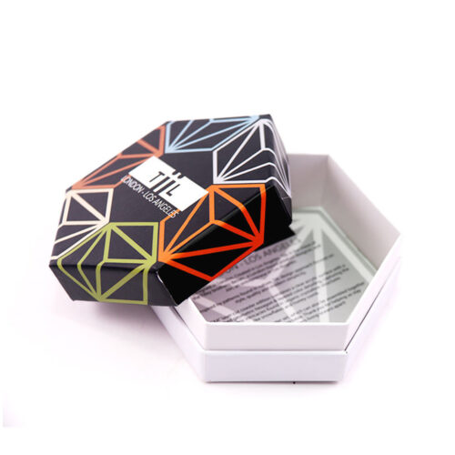 Multicolor Geometric Hexagon Rigid Box with Lift-Off Lid