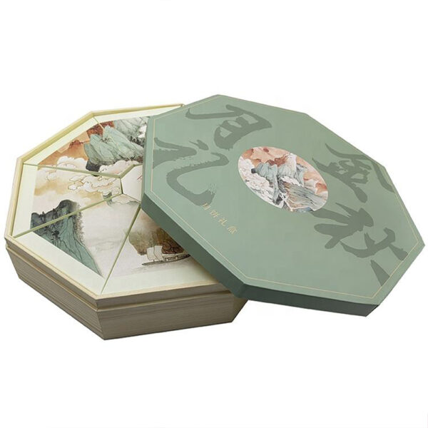 Octagon Rigid Gift Box with Eight Wedge-Shaped Cartons