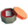 Octagonal Rigid Gift Box with Orange Lid and Display Insert