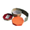 Octagonal Rigid Gift Box with Orange Lid and Display Insert