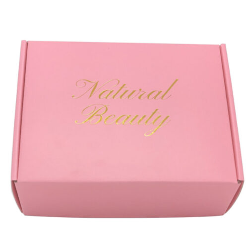 Pink Corrugated Beauty Mailer Box with Gold Foil Lettering