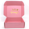 Pink Corrugated Beauty Mailer Box with Gold Foil Lettering