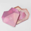 Pink Faceted Heart-Shaped Cosmetic Box with Lift-Off Lid