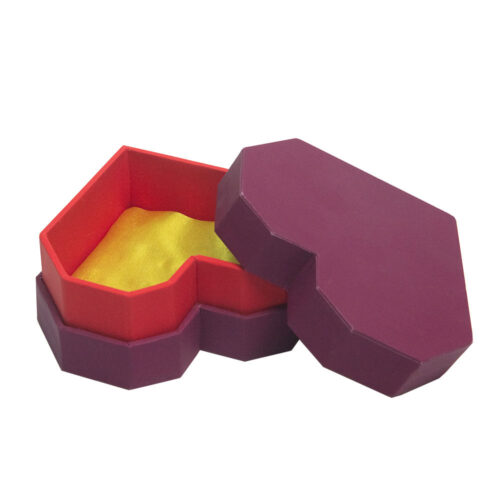 Plum Heart-Shaped Rigid Gift Box with Gold Satin Lining Plum Heart-Shaped Rigid Gift Box with Gold Satin Lining