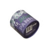 Caja de cartón tubular para té con estampado floral morado y tapa extraíble