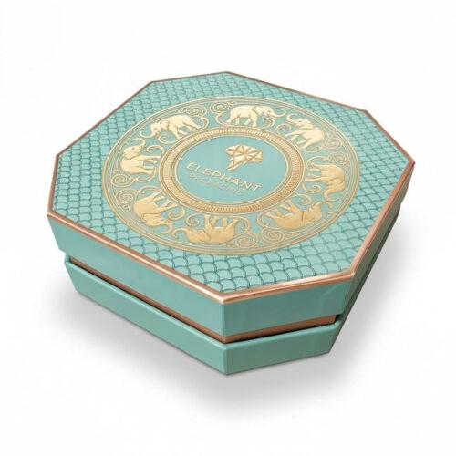 Teal Octagon Chocolate Gift Box with Gold-Finish Insert Teal Octagon Chocolate Gift Box with Gold-Finish Insert