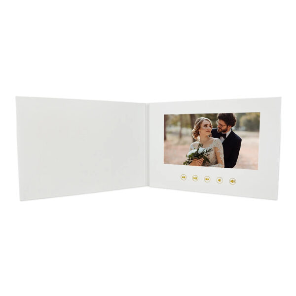 White hardcover video brochure