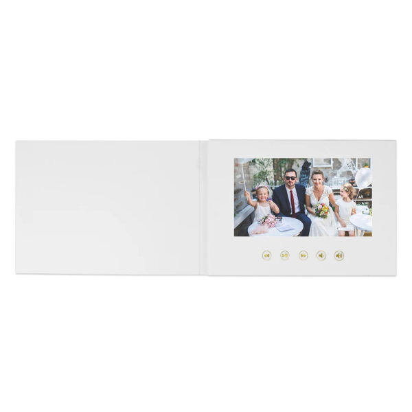 White hardcover video brochure