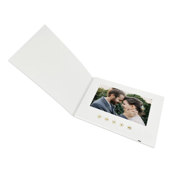 White hardcover video brochure