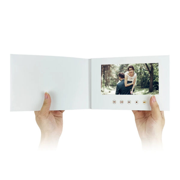 White hardcover video brochure